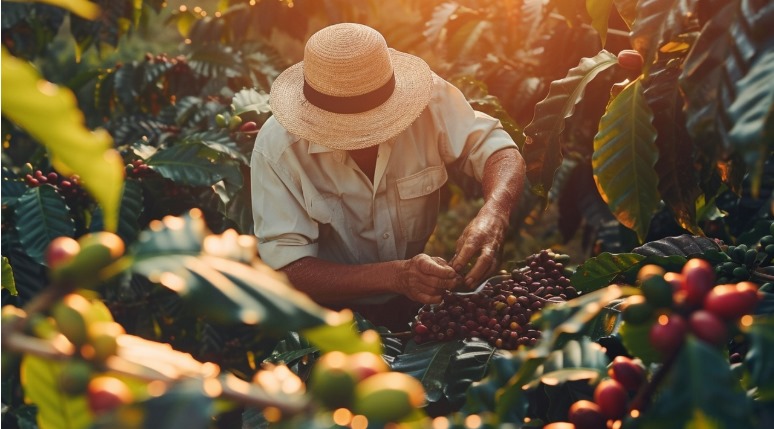 Cafeicultor na lavoura. Fonte: Freepik